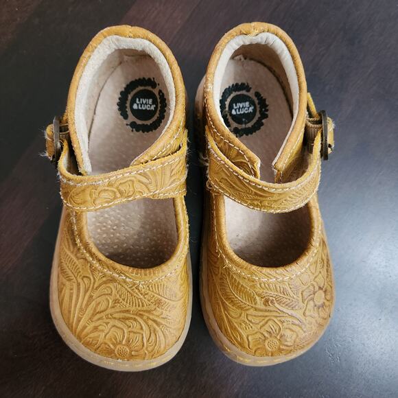 Livie & Luca Embossed Leather Mary Janes Size 7 - Picture 3 of 5
